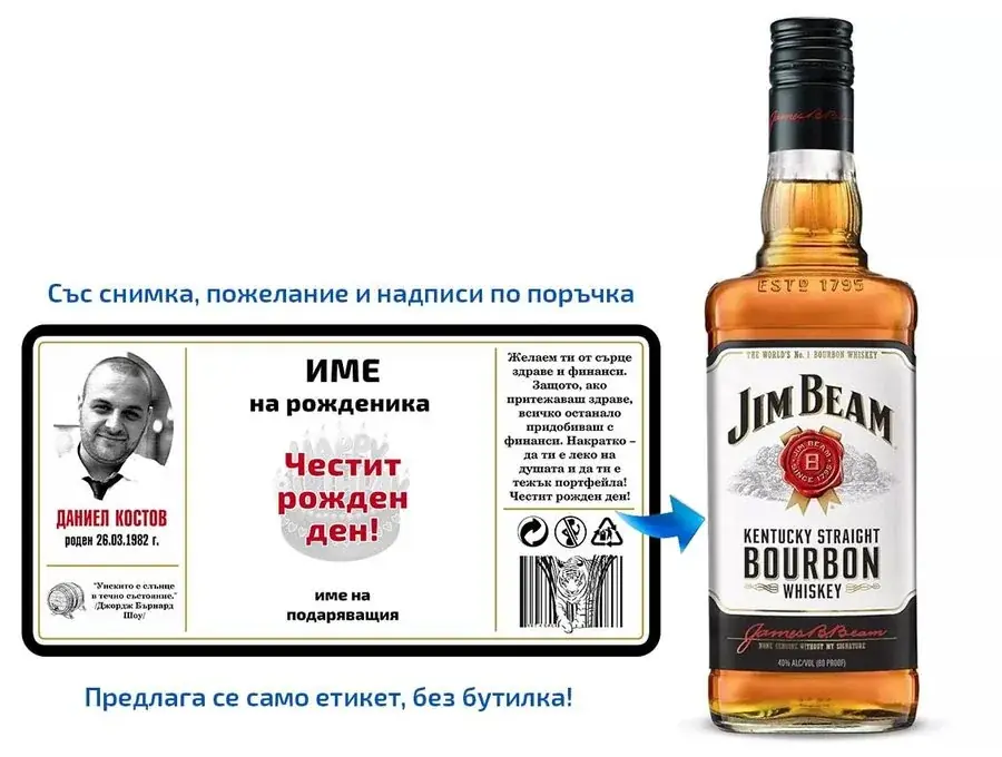 Персонализиран етикет за уиски за Рожден ден