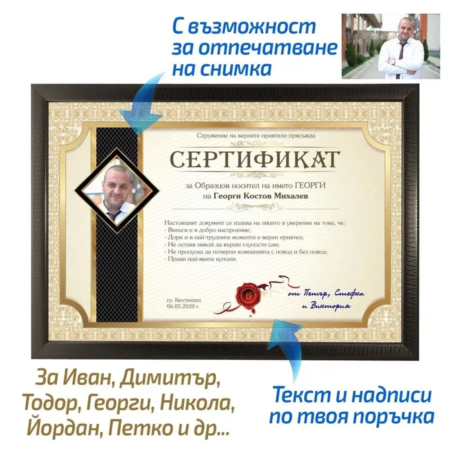 Сертификат за Имен ден